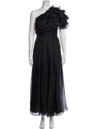 Pre-owned Mac Duggal One-shoulder Long Dress In Blue