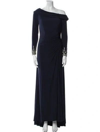 Pre-owned Mac Duggal One-shoulder Long Dress In Blue