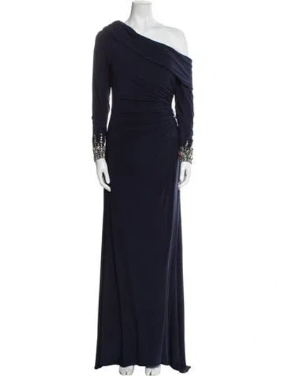 Pre-owned Mac Duggal One-shoulder Long Dress In Blue