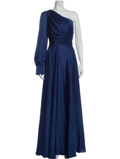 Pre-owned Mac Duggal One-shoulder Long Dress In Blue