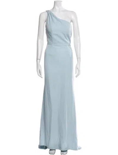 Pre-owned Mac Duggal One-shoulder Long Dress In Blue