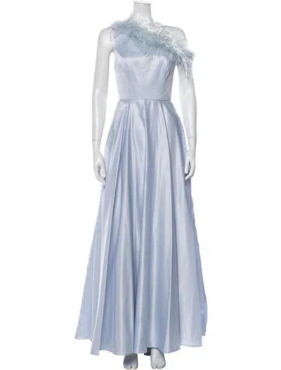 Pre-owned Mac Duggal One-shoulder Long Dress In Blue