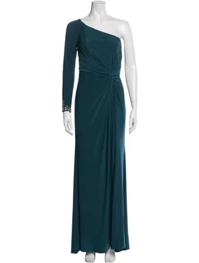 Pre-owned Mac Duggal One-shoulder Long Dress In Blue