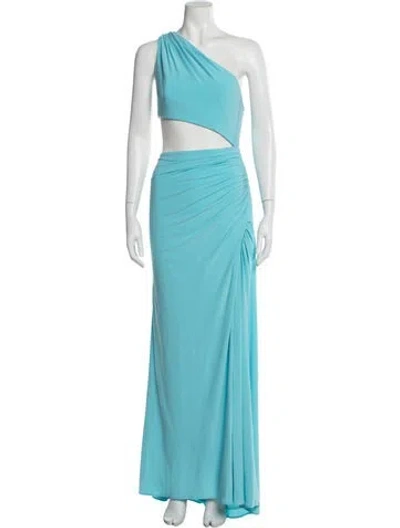 Pre-owned Mac Duggal One-shoulder Long Dress In Blue