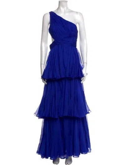 Pre-owned Mac Duggal One-shoulder Long Dress In Blue
