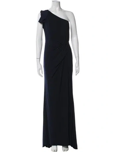 Pre-owned Mac Duggal One-shoulder Long Dress In Blue
