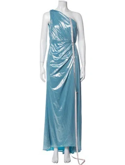 Pre-owned Mac Duggal One-shoulder Long Dress In Blue