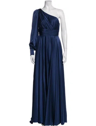 Pre-owned Mac Duggal One-shoulder Long Dress In Blue