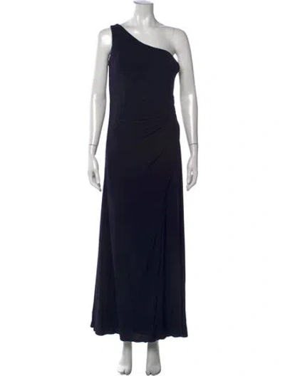 Pre-owned Mac Duggal One-shoulder Long Dress In Blue