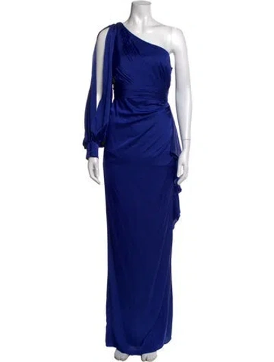 Pre-owned Mac Duggal One-shoulder Long Dress In Blue