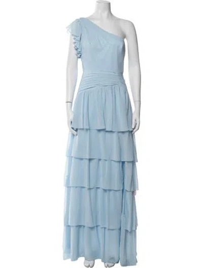 Pre-owned Mac Duggal One-shoulder Long Dress In Blue