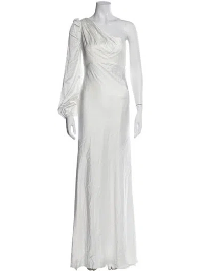 Pre-owned Mac Duggal One-shoulder Long Dress In Gray