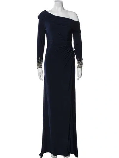Pre-owned Mac Duggal One-shoulder Long Dress In Gray