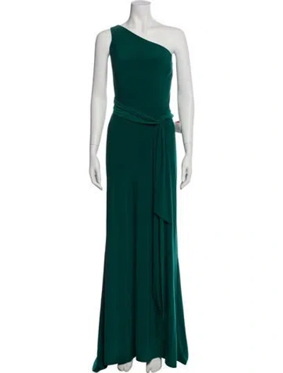 Pre-owned Mac Duggal One-shoulder Long Dress In Green