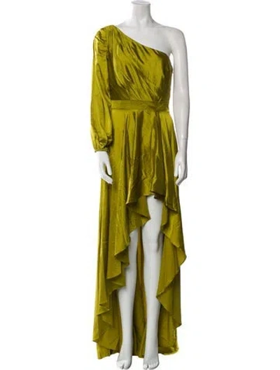Pre-owned Mac Duggal One-shoulder Long Dress In Green