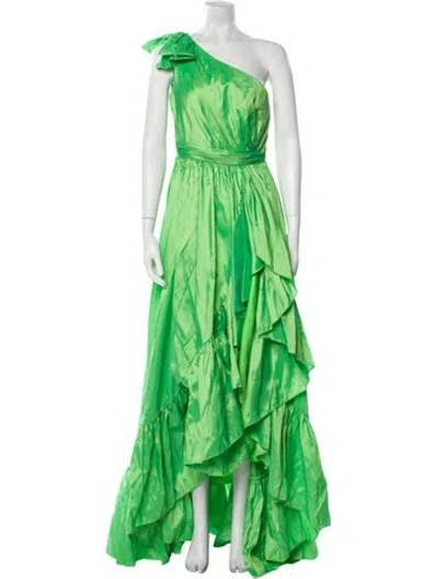 Pre-owned Mac Duggal One-shoulder Long Dress In Green