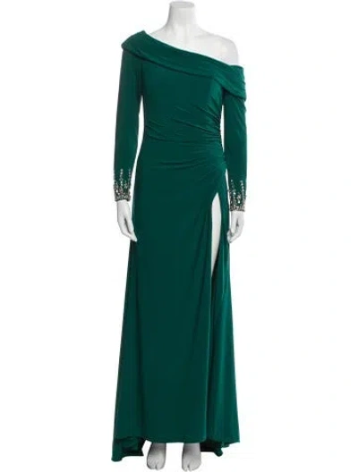 Pre-owned Mac Duggal One-shoulder Long Dress In Green