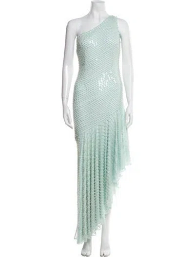 Pre-owned Mac Duggal One-shoulder Long Dress In Green