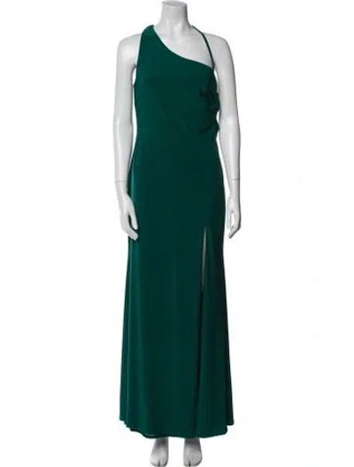 Pre-owned Mac Duggal One-shoulder Long Dress In Green