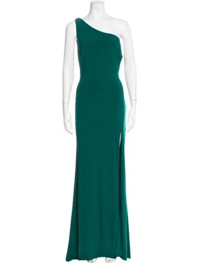 Pre-owned Mac Duggal One-shoulder Long Dress In Green
