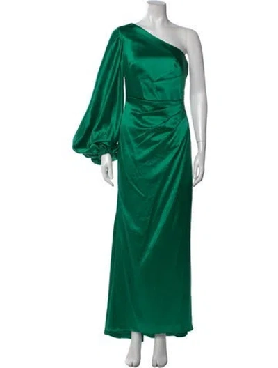 Pre-owned Mac Duggal One-shoulder Long Dress In Green