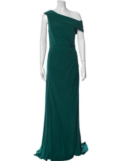 Pre-owned Mac Duggal One-shoulder Long Dress In Green