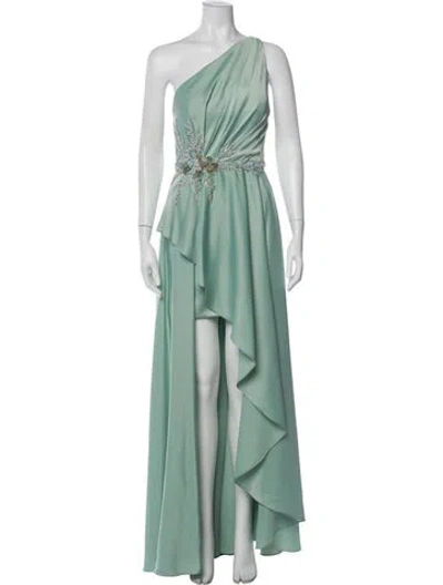 Pre-owned Mac Duggal One-shoulder Long Dress In Green