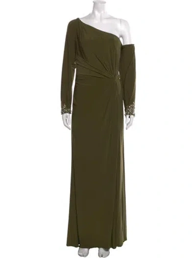 Pre-owned Mac Duggal One-shoulder Long Dress In Green