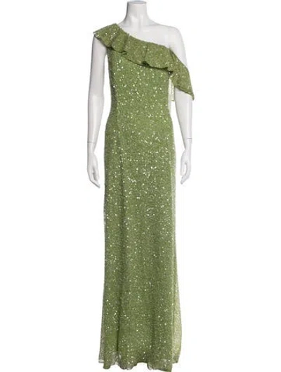 Pre-owned Mac Duggal One-shoulder Long Dress In Green