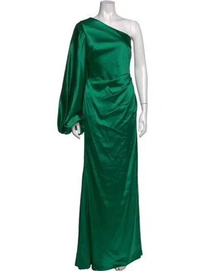 Pre-owned Mac Duggal One-shoulder Long Dress In Green