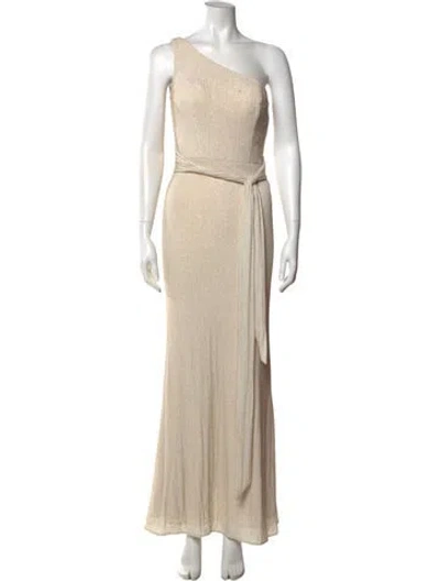 Pre-owned Mac Duggal One-shoulder Long Dress In Neutral