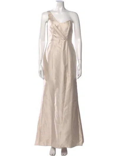 Pre-owned Mac Duggal One-shoulder Long Dress In Neutral