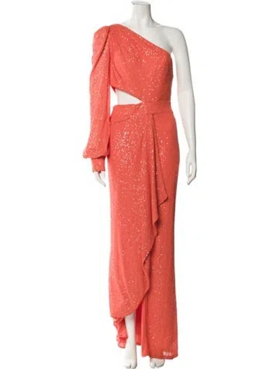Pre-owned Mac Duggal One-shoulder Long Dress In Orange