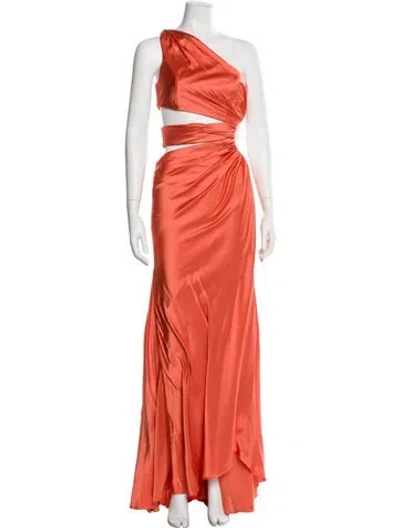 Pre-owned Mac Duggal One-shoulder Long Dress In Orange