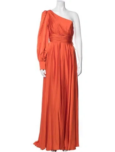 Pre-owned Mac Duggal One-shoulder Long Dress In Orange
