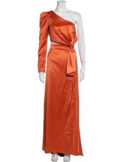 Pre-owned Mac Duggal One-shoulder Long Dress In Orange