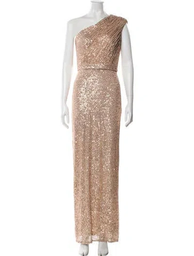 Pre-owned Mac Duggal One-shoulder Long Dress In Pink
