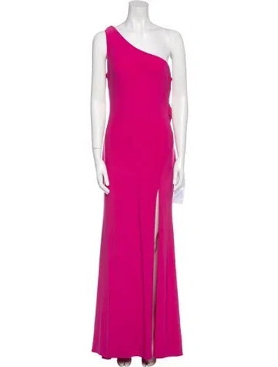 Pre-owned Mac Duggal One-shoulder Long Dress In Pink