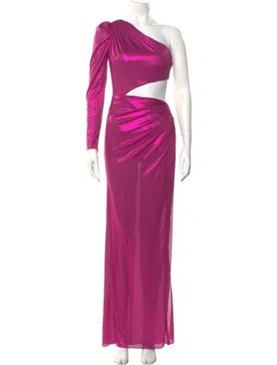 Pre-owned Mac Duggal One-shoulder Long Dress In Pink