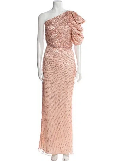 Pre-owned Mac Duggal One-shoulder Long Dress In Pink