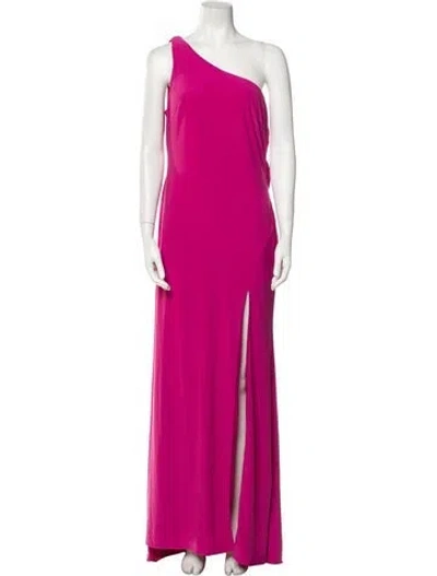Pre-owned Mac Duggal One-shoulder Long Dress In Pink