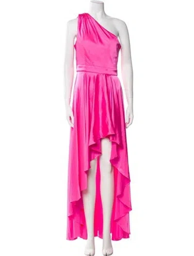 Pre-owned Mac Duggal One-shoulder Long Dress In Pink