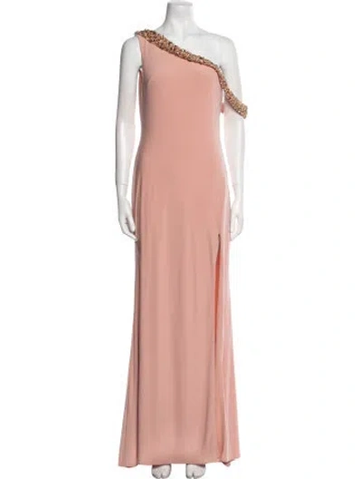 Pre-owned Mac Duggal One-shoulder Long Dress In Pink