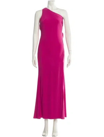 Pre-owned Mac Duggal One-shoulder Long Dress In Pink