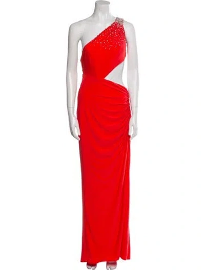Pre-owned Mac Duggal One-shoulder Long Dress In Pink