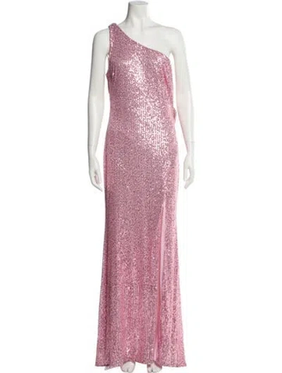 Pre-owned Mac Duggal One-shoulder Long Dress In Pink