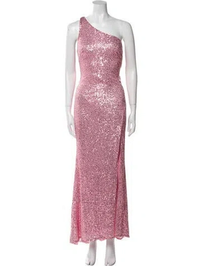 Pre-owned Mac Duggal One-shoulder Long Dress In Pink