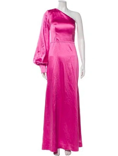 Pre-owned Mac Duggal One-shoulder Long Dress In Pink