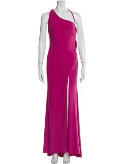 Pre-owned Mac Duggal One-shoulder Long Dress In Pink