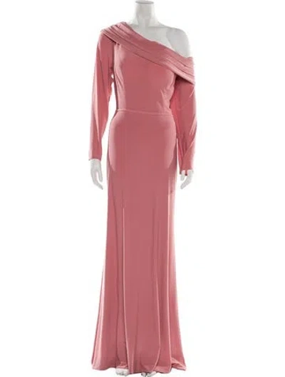 Pre-owned Mac Duggal One-shoulder Long Dress In Pink